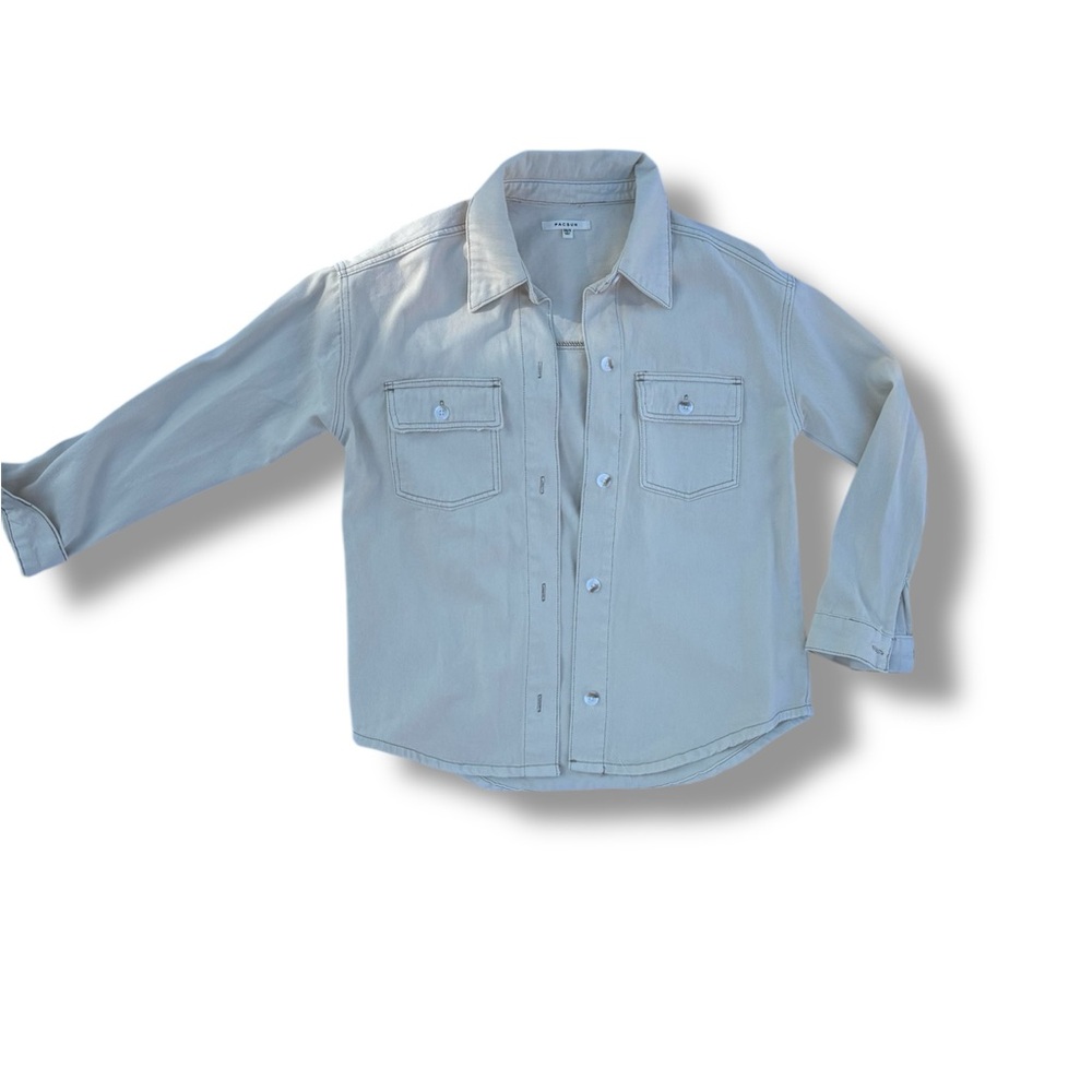 PacSun Women’s Over Sized Cream Button Down Shirt Classic Casual Style